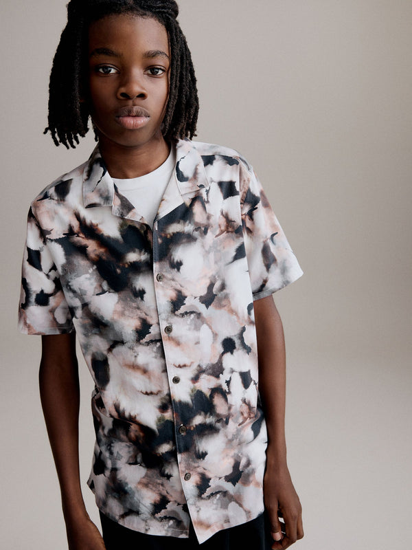 Black Blotch Short Sleeve Printed Shirt (3-16yrs)