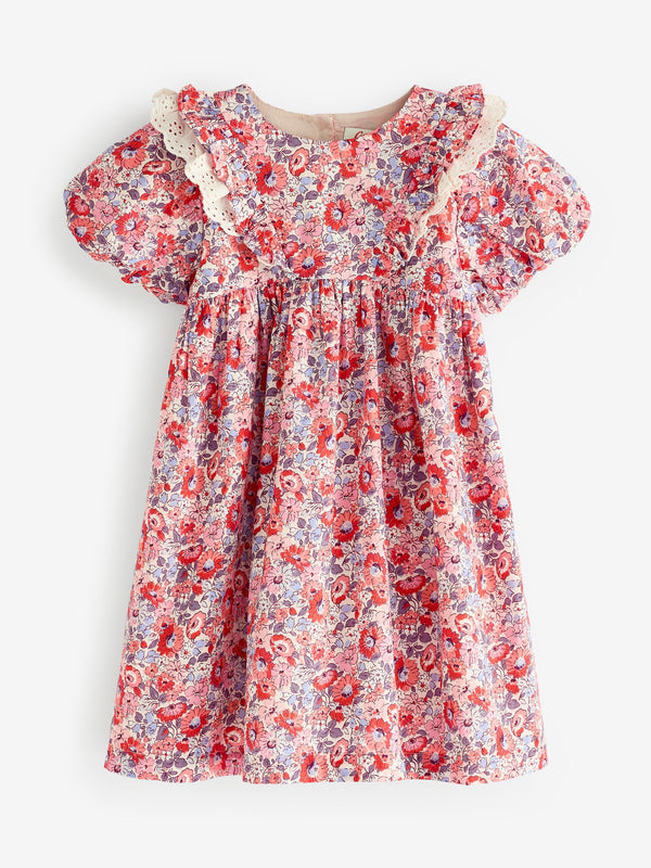 Cath Kidston Red Floral Lace Trim Dress (3mths-8yrs)