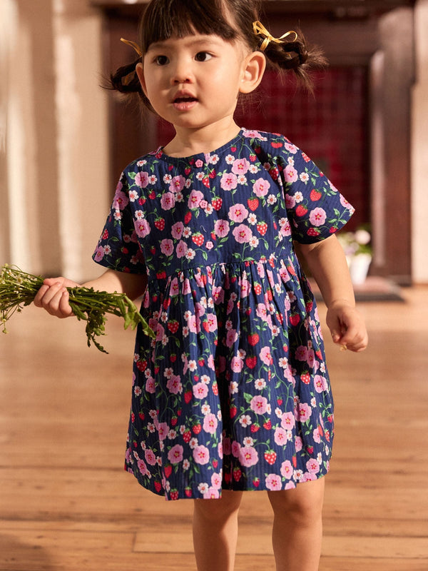 Navy Floral Relaxed Summer Dress (3mths-8yrs)