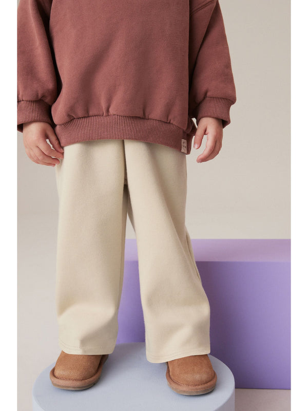 Cream Cosy Fleece Lined Wide Trousers (3mths-7yrs)