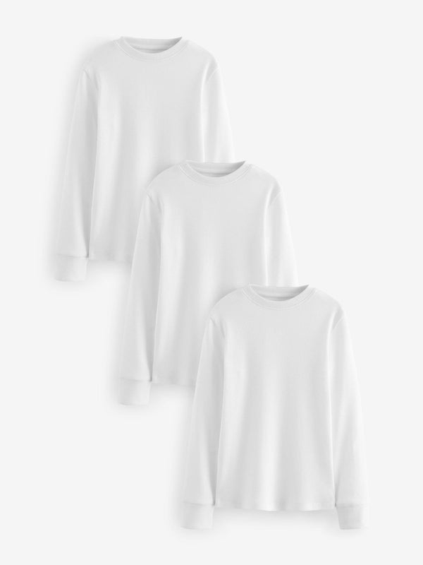 White 100% Cotton Long Sleeve T-Shirts 3 Pack (1.5-16yrs)