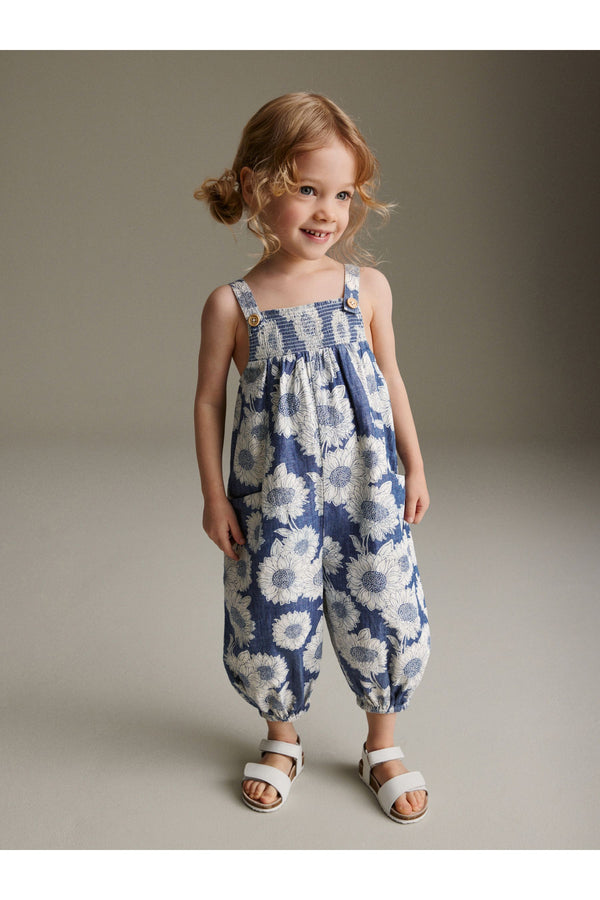 Denim Sunflower Printed Playsuit (3mths-7yrs)