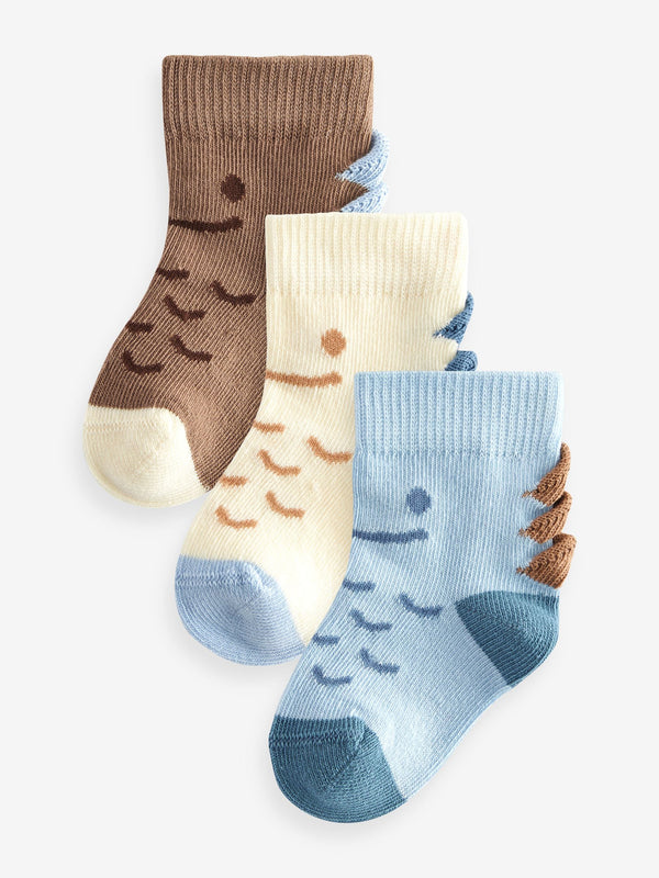 Blue Baby Character Socks 3 Pack (0mths-2yrs)