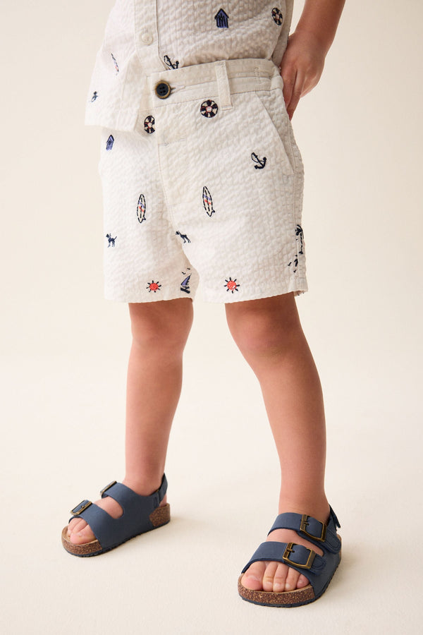 White All-Over Embroidered Chinos Shorts (3mths-7yrs)