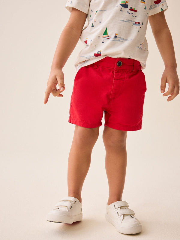 Red 100% Cotton Chinos Shorts (3mths-7yrs)