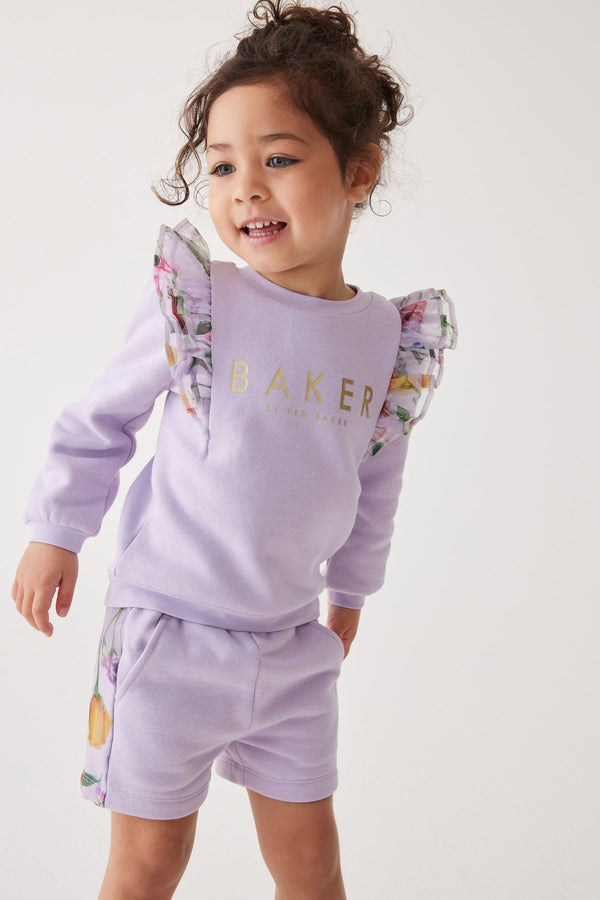 Lilac Purple Baker by Ted Baker Organza Sweater And Shorts Set