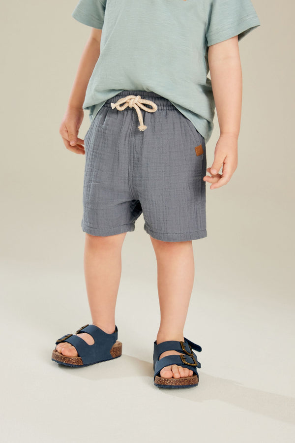 Blue Soft Textured Cotton Shorts (3mths-7yrs)