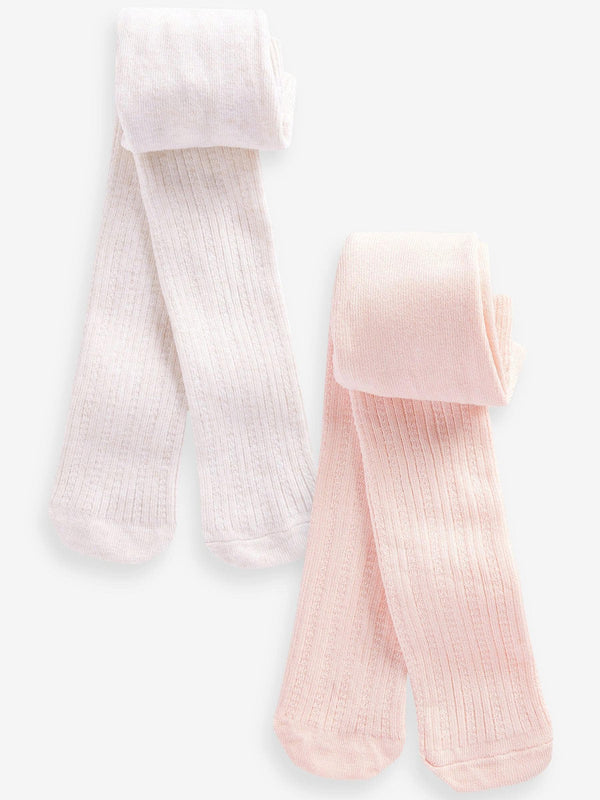 Pink/Cream Pointelle Baby Tights 2 Pack (0mths-2yrs)