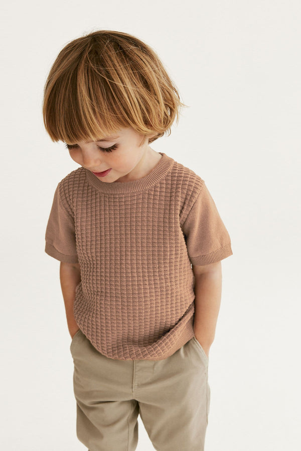 Tan Textured Knitted T-Shirt (3mths-7yrs)