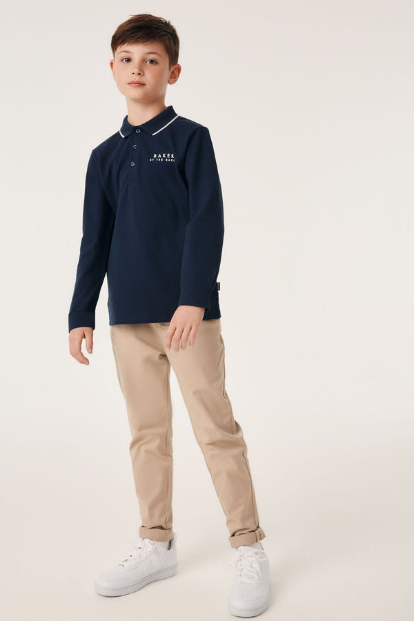 Navy Baker by Ted Baker Long Sleeve Polo Shirt