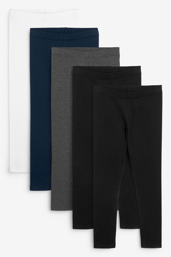 Black/Navy Blue/Grey/White Leggings 5 Pack (3-16yrs)