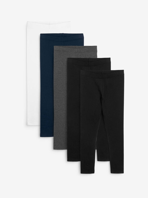 Black/Navy Blue/Grey/White Leggings 5 Pack (3-16yrs)