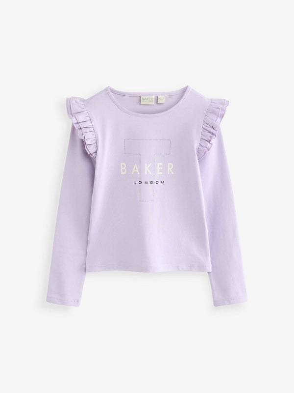 Baker by Ted Baker Graphic Print Frill Long Sleeve T-Shirts 3 Pack