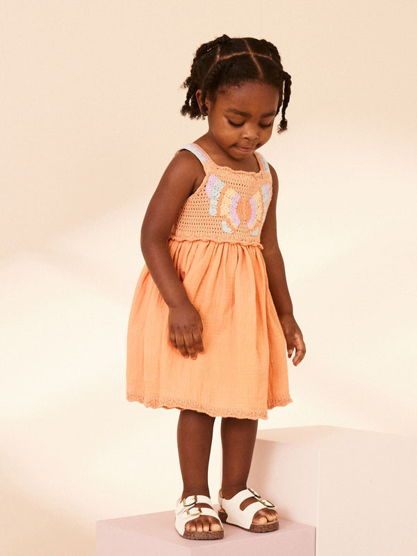 Orange Butterfly 100% Cotton Dress (3mths-7yrs)