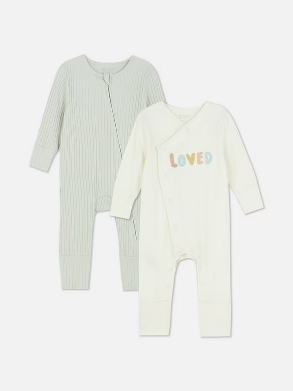 Primark loved 2 pk sleepsuits