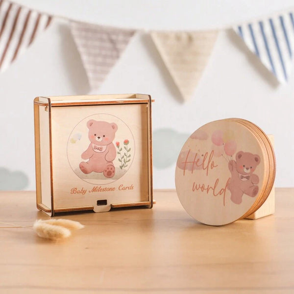 Bear wooden milestone card