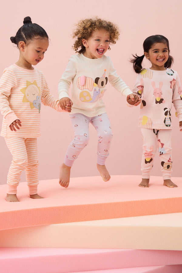 Pastel Character 100% Cotton Long Sleeve Snuggle Pyjamas 3 Pack (9mths-16yrs)