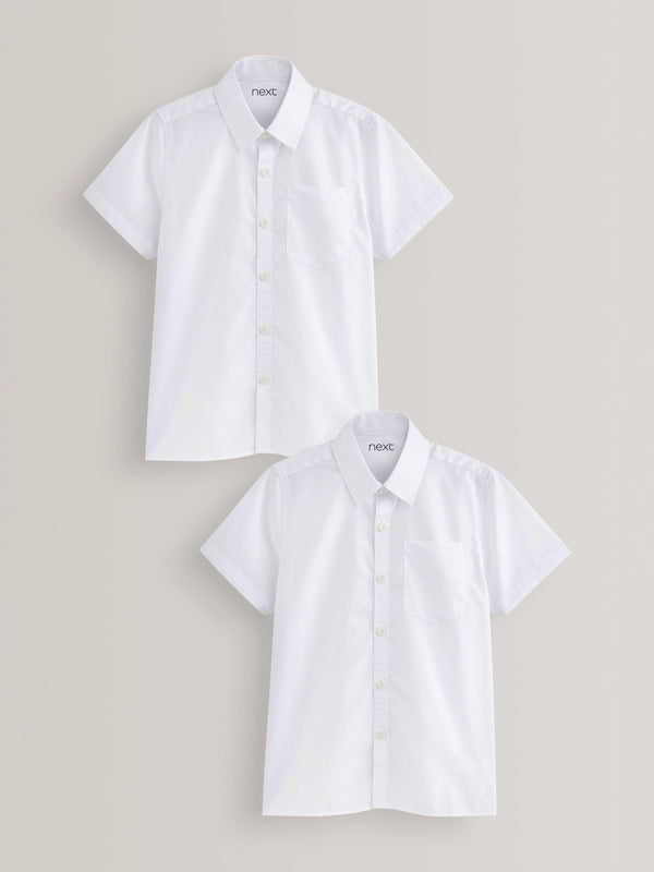 White 2 Pack Short Sleeve Stretch School Shirts (3-16yrs)