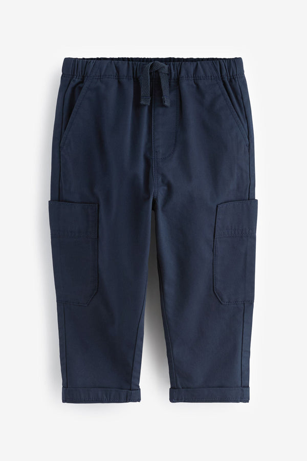 Navy 100% Cotton Side Pocket Pull-On Trousers (3mths-7yrs)