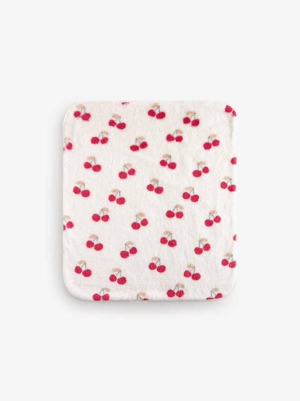 Cream Cherry Fleece Baby Blanket