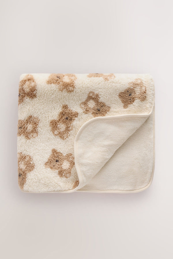 Cream Bear Fleece Baby Blanket