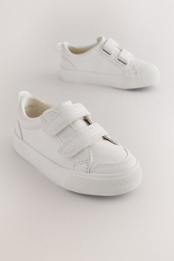 White Two Strap Touch Fastening Trainers