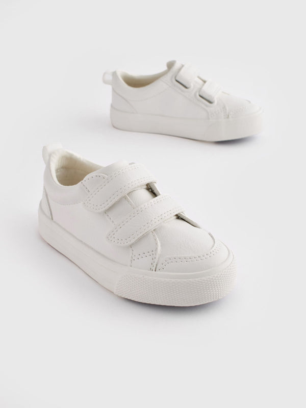 White Wide Fit (G) Two Strap Touch Fastening Trainers