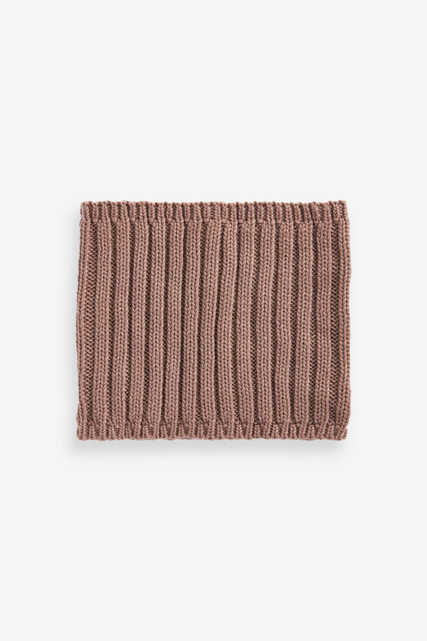 Mink Brown Ribbed Knitted Snood (1-16yrs)