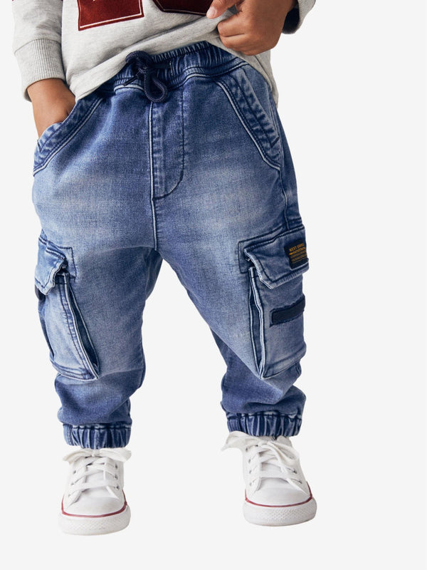 Mid Blue Comfort Cargo Jeans (3mths-7yrs)