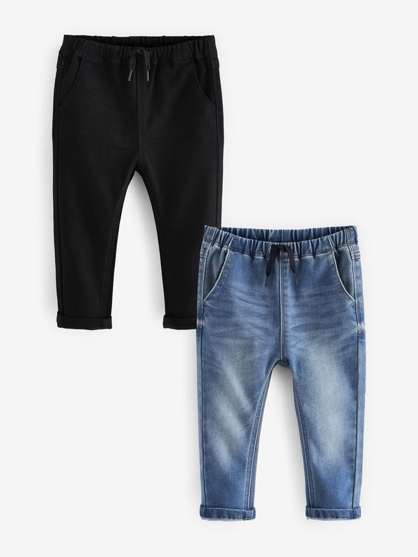 Blue Black Denim Supersoft Pull-On Jeans With Stretch 2 Pack (3mths-7yrs)