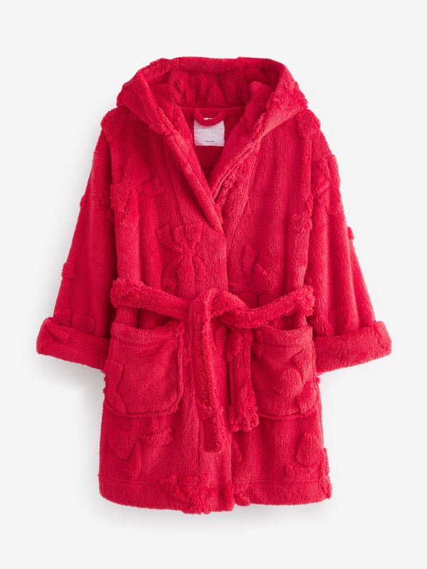 Red Bow Jacquard Fleece Dressing Gown (9mths-16yrs)