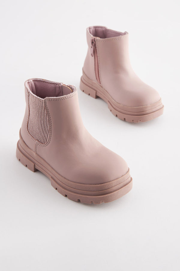 Pink Chunky Sole Chelsea Boots