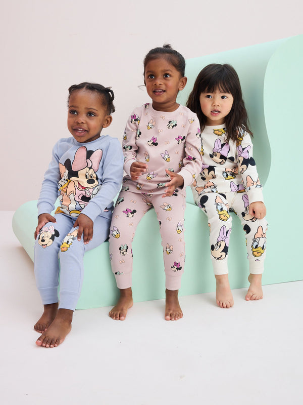Pink/Blue/White Minnie Mouse Snuggle Pyjamas 3 Pack (9mths-12yrs)
