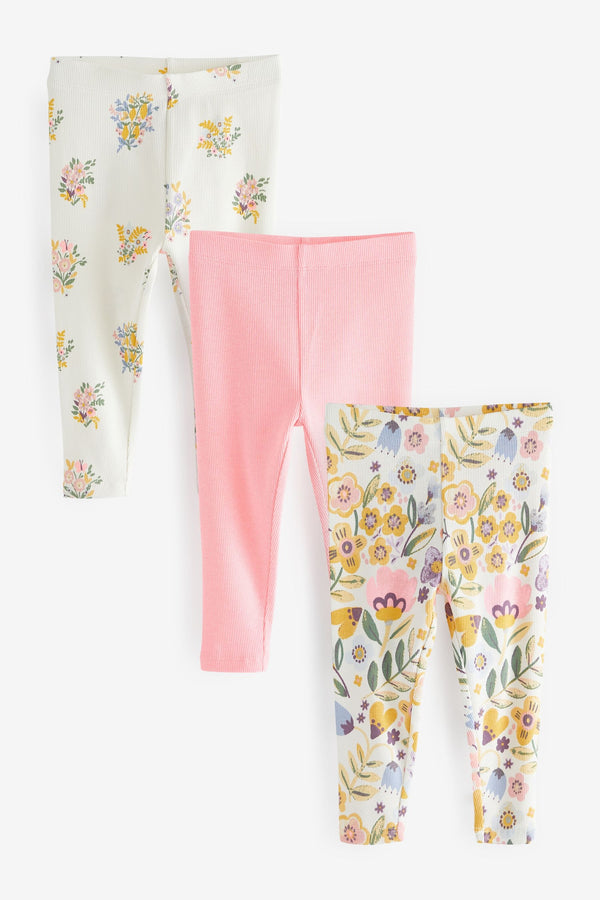 Pink Rib Leggings 3 Pack (3mths-7yrs)