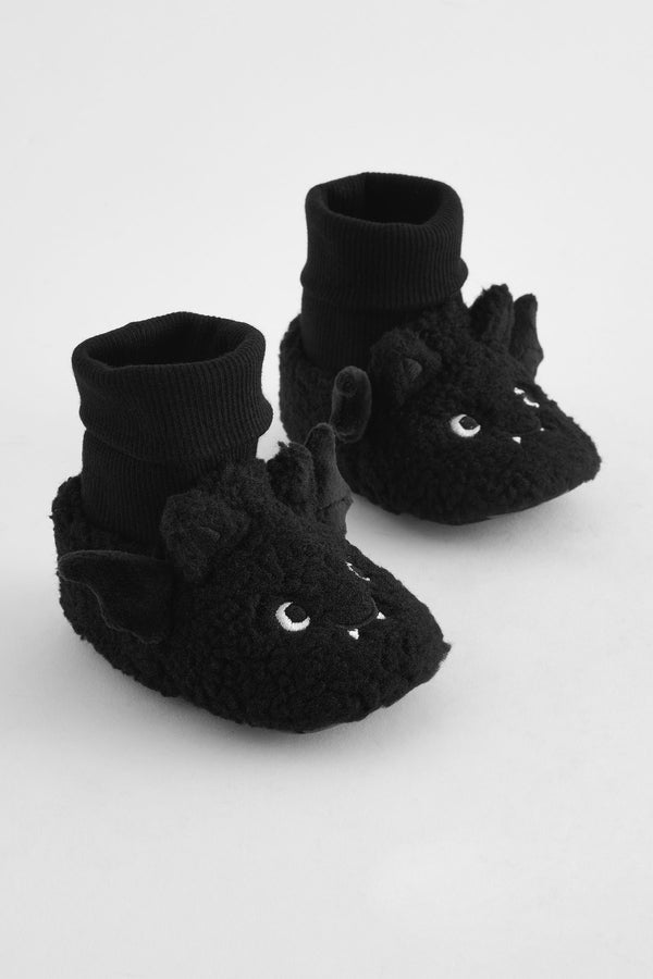 Black Halloween Bat Sensory Sock Top Baby Booties (0-2mths)