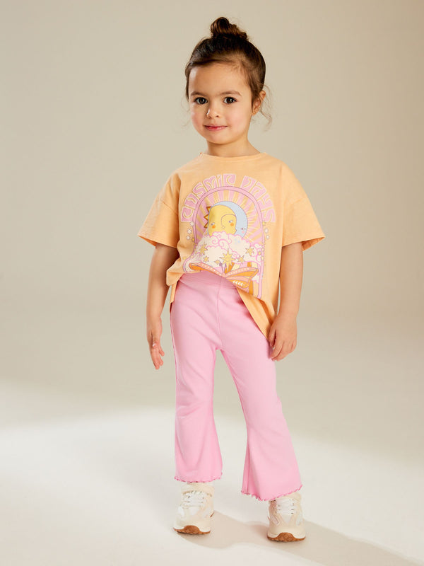 Bright Pink Rib Flare Leggings (3mths-7yrs)