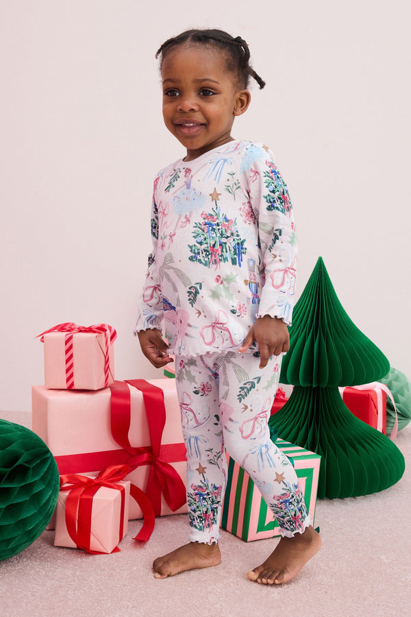 Pink Nutcracker 100% Cotton Christmas Jogger Pyjamas (9mths-16yrs)