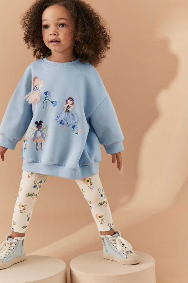 Blue Relaxed Fit Sweater And Leggings Set (3mths-7yrs)