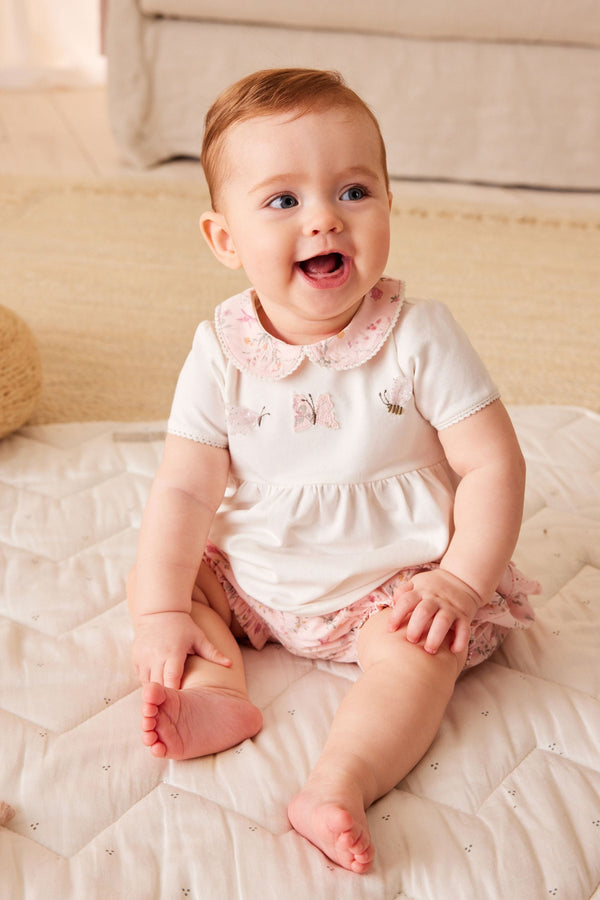 Pink/White Floral 2 piece Baby Top and Short Set