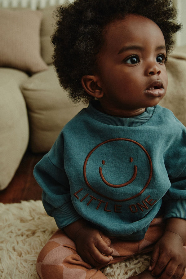 Teal Blue Face Baby 100% Cotton Sweatshirt and Joggers Set