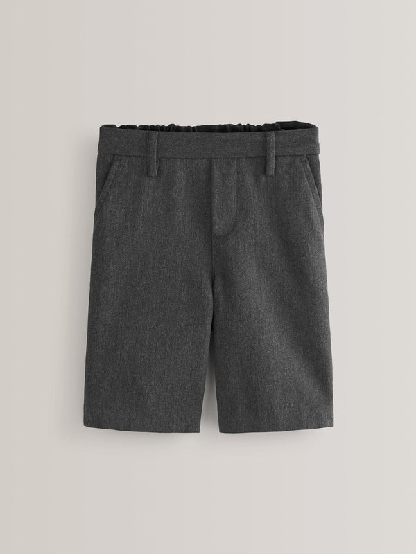 Grey Regular Pull-On Waist Flat Front School Shorts (3-14yrs)
