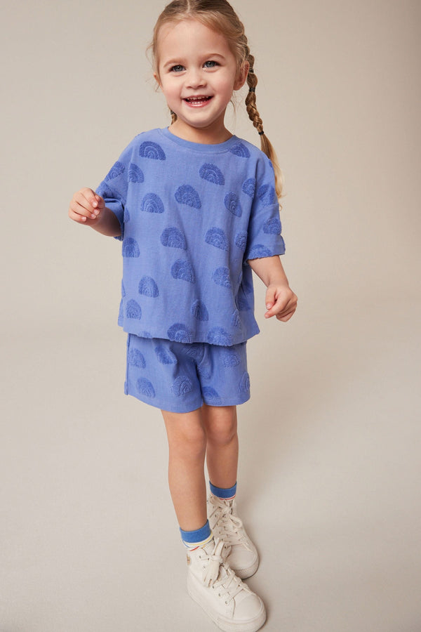 Blue Rainbow Towelling Short Sleeve Top and Shorts Set (3mths-7yrs)