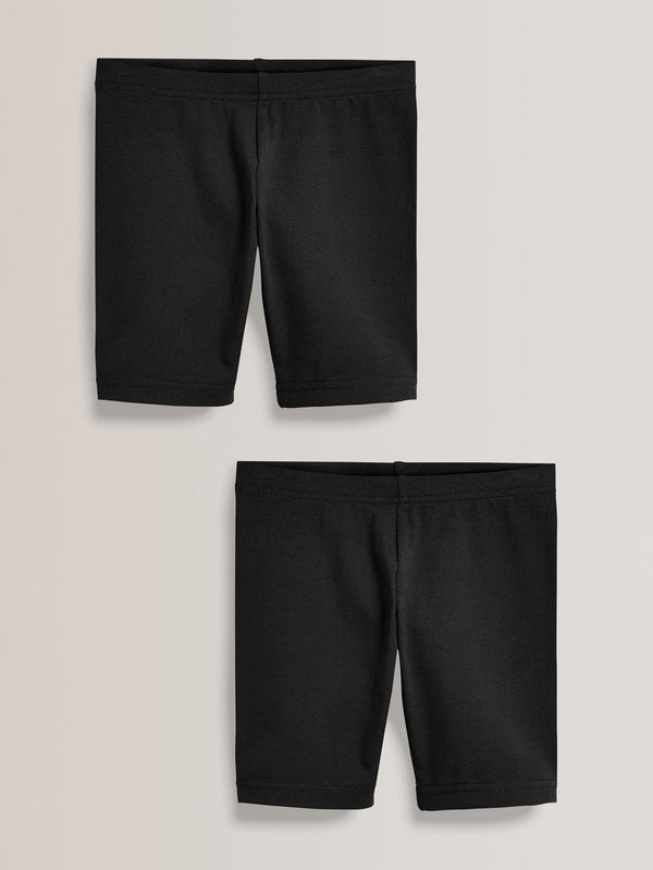 Black Regular Length Cotton Rich Stretch Cycle Shorts 2 Pack (3-16yrs)