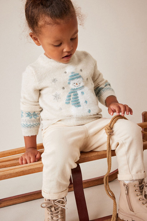 Copy Unisex Cream Snowman Soft Jumper.