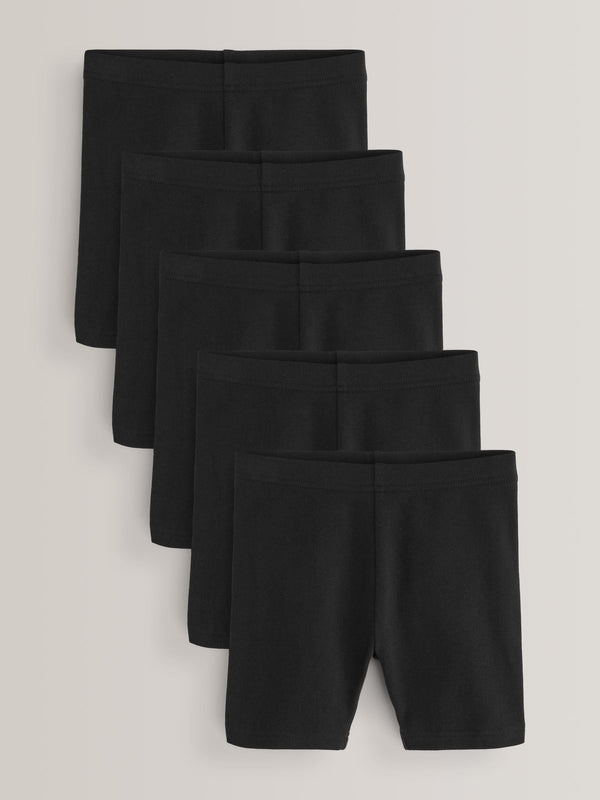 Black Regular Length 5 Pack Cotton Rich Stretch Cycle Shorts (3-16yrs)