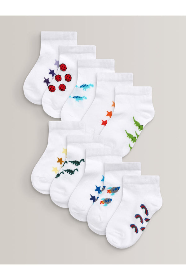 White Character 10 Pack Cotton Rich Trainer Socks