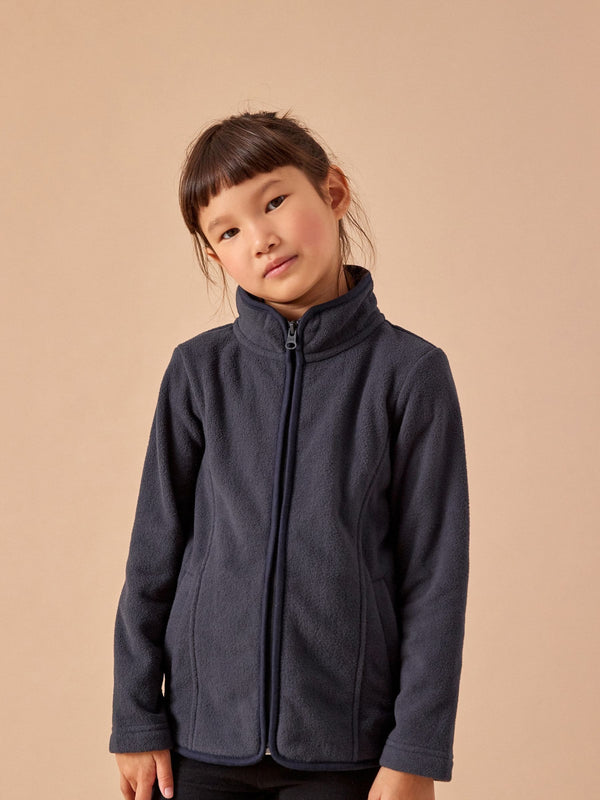 Navy Blue Zip-Up Fleece Jacket With Pockets (3-16yrs)