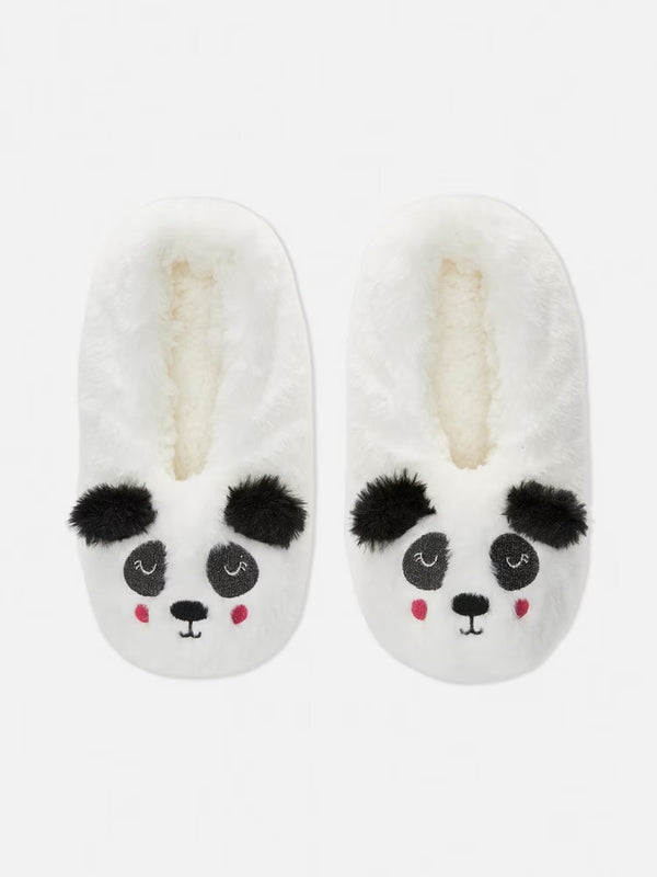 Panda fluffy footlet slippers