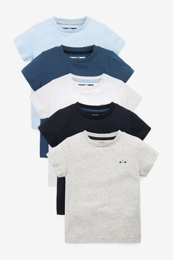 Blue 100% Cotton Short Sleeve T-Shirts 5 Pack (3mths-7yrs)