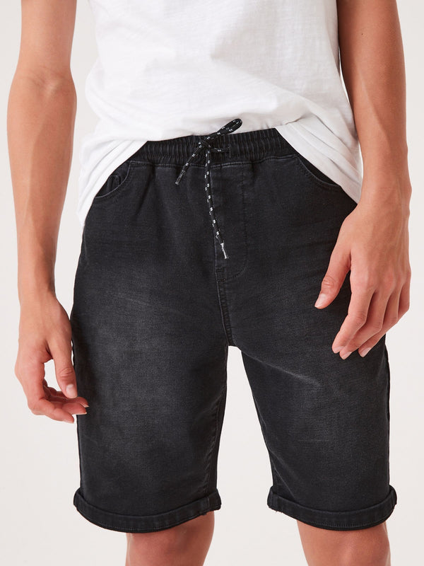 Black Jersey Denim Shorts (3-16yrs)